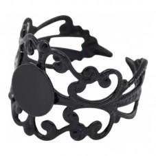 2 Supports Bague Ajustable Ajourée Noir 8mm pour la Création de Bijoux Fantaisie - DIY