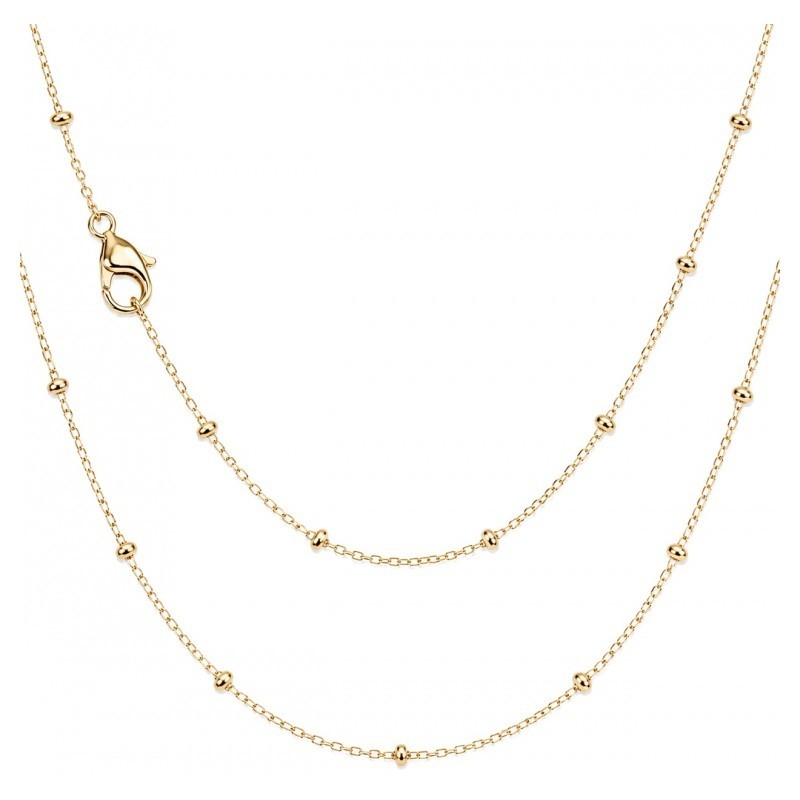 Collier Chaîne Fine Dorée 1,5mm avec Perles en Acier Inoxydable - 45cm Long