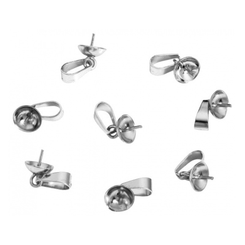 5 Bélières Attaches en Acier Inoxydable Argenté pour Pendentif et Perle 14x6mm