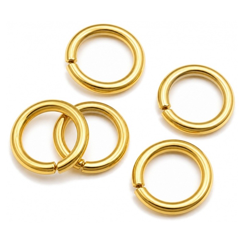 50 Anneaux de Jonction Ouverts en Acier Inoxydable Doré 6mm