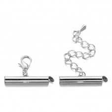 2 Kits Fermoirs Coulissant Glissière Argenté en Acier Inoxydable 10 ou 20mm pour Tissage Bracelet Miyuki