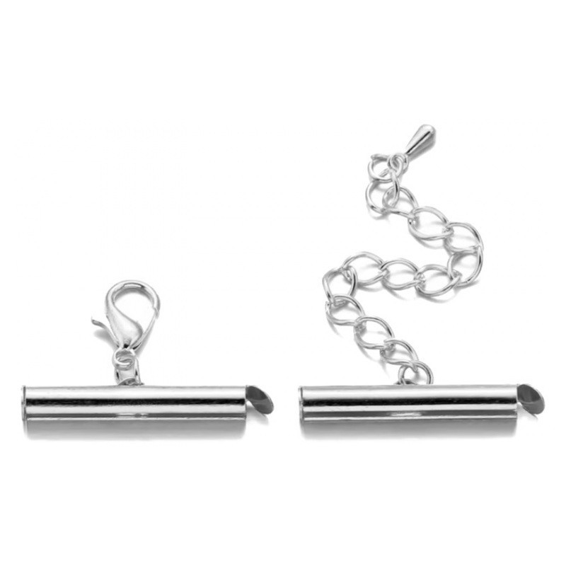 2 Kits Fermoirs Coulissant Glissière Argenté en Acier Inoxydable 10 ou 20mm pour Tissage Bracelet Miyuki