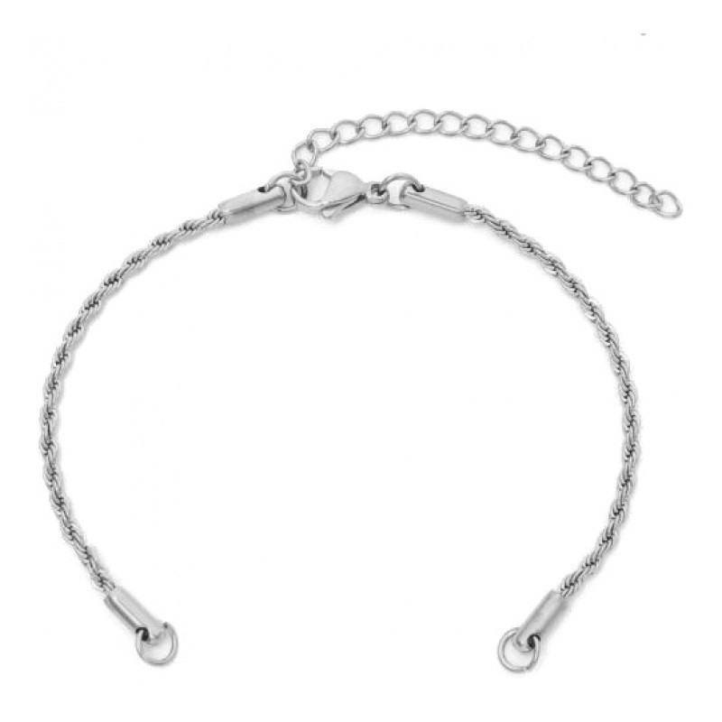 Support Bracelet Connecteur Chaîne Torsadée Argenté en Acier Inoxydable 2mm