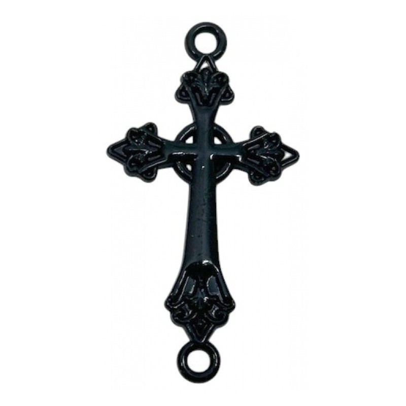 4 Connecteurs Croix Noire Gothique Halloween 30x16mm
