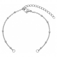 Support Bracelet Connecteur Chaîne à Mailles Argenté avec Perles en Acier Inoxydable 2mm pour la Création de Bijoux Fantaisie - 