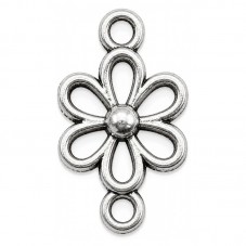 4 Connecteurs Fleur Argenté 15x9mm pour la Création de Bijoux Fantaisie - DIY