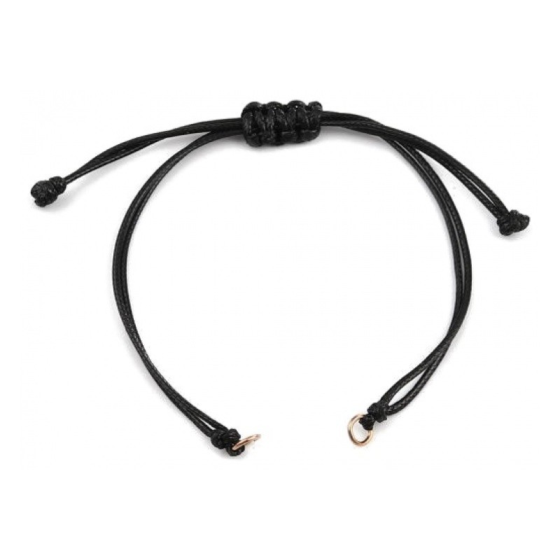 2 Bracelets en Cordon Ciré Tressé Réglable Noir Métal Doré 14cm