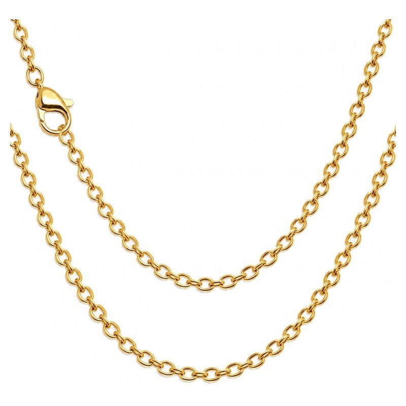 Collier Chaîne Dorée 3x2,5mm en Acier Inoxydable - 60cm Long