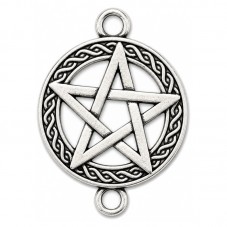 2 Connecteurs Pentagramme Sorcière Gothique Argenté 26x20mm pour la Création de Bijoux Fantaisie - DIY