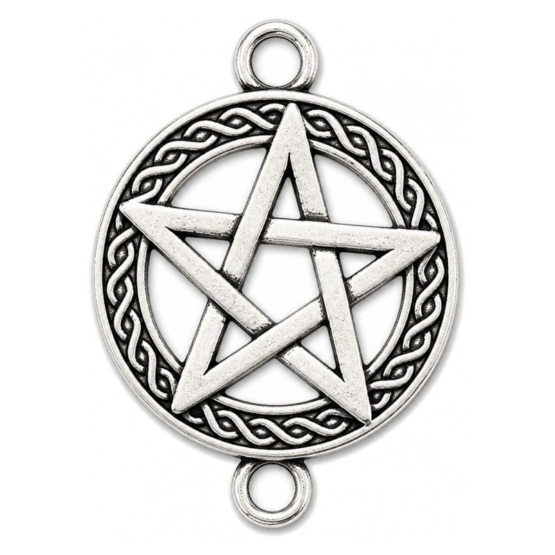 2 Connecteurs Pentagramme Sorcière Gothique Argenté 26x20mm