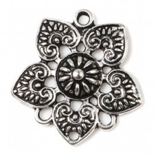 2 Tri Connecteurs Fleur Argenté 26x25mm pour la Création de Bijoux Fantaisie - DIY