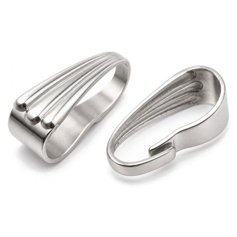 5 Bélières Attaches pour Pendentif en Acier Inoxydable Argenté 8x3mm