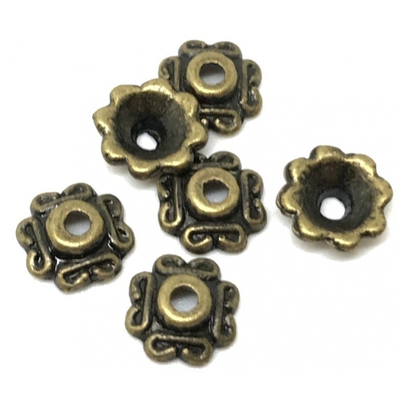 10 Coupelles Calottes pour Perles Bronze 6mm