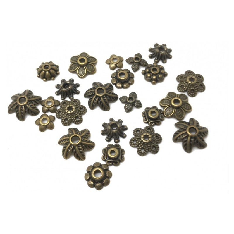 10 Coupelles Calottes Mixtes pour Perles Bronze 5-11mm