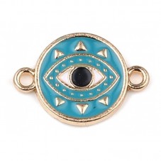 2 Connecteurs Oeil en Émail Bleu Métal Doré 19x13mm pour la Création de Bijoux Fantaisie - DIY