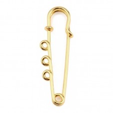 Support Broche Épingle à Nourrice Dorée 3 anneaux 50mm pour la Création de Bijoux Fantaisie - DIY