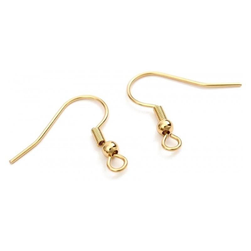 10 Supports Boucle d'Oreille Crochet Doré en Acier Inoxydable soit 5 Paires