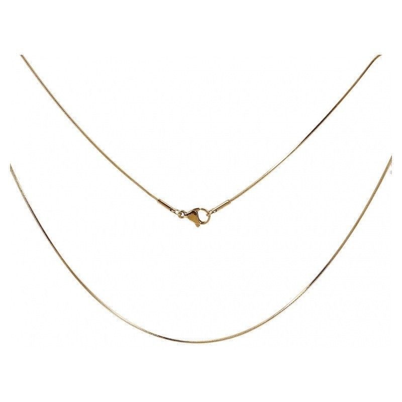 Collier Chaîne Serpentine Extra Fine 0,9mm en Acier Inoxydable Dorée - 45cm Long