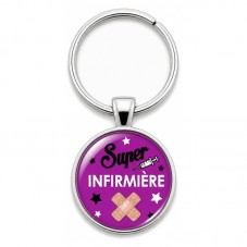 Porte-Clé "Super Infirmière" Cadeau Original Anniversaire Noël pour la Création de Bijoux Fantaisie - DIY