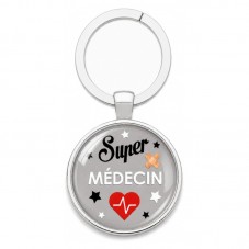 Porte-Clé "Super Médecin" Cadeau Original Anniversaire Noël pour la Création de Bijoux Fantaisie - DIY
