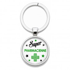 Porte-Clé "Super Pharmacienne" Cadeau Original Anniversaire Noël pour la Création de Bijoux Fantaisie - DIY