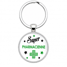 Porte-Clé "Super Pharmacienne" Cadeau Original Anniversaire Noël pour la Création de Bijoux Fantaisie - DIY