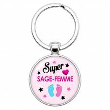 Porte-Clé "Super Sage-Femme" Cadeau Original Anniversaire Noël pour la Création de Bijoux Fantaisie - DIY