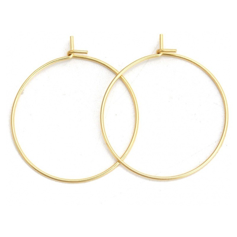 10 Supports soit 5 Paires de Boucle d'Oreille Créole en Acier Inoxydable Doré 28mm