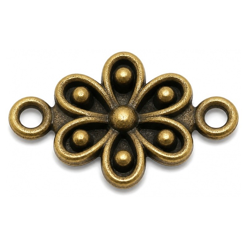 5 Connecteurs Fleur Bronze 17x11mm