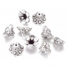 5 Coupelles Calottes pour Perles Cône Argenté 10x6mm pour la Création de Bijoux Fantaisie - DIY