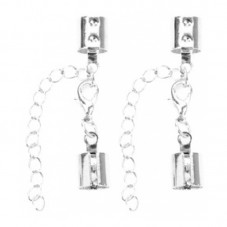 2 Fermoirs Embouts Attaches + Chaîne d'Extension pour Cordon 3mm pour la Création de Bijoux Fantaisie - DIY