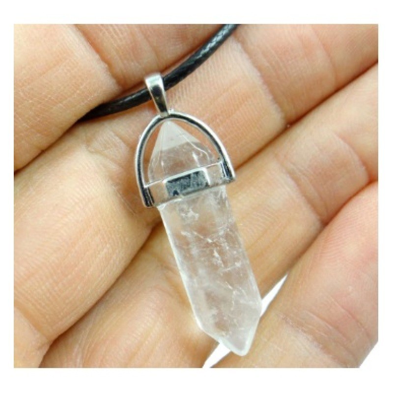 Collier en Cordon Ciré Pendentif Pierre Naturelle