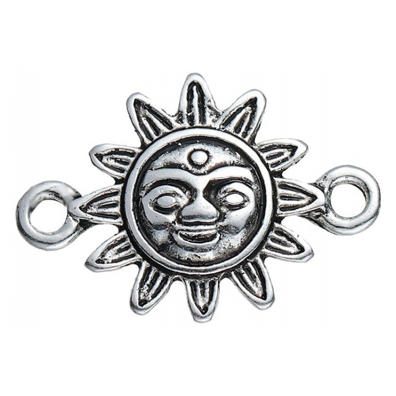 4 Connecteurs Argentés Soleil 23x16mm