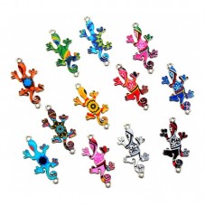 4 Connecteurs Lézard Gecko en Émail Coloré 17x35mm pour la Création de Bijoux Fantaisie - DIY