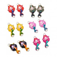 4 Connecteurs Sirène en Émail Coloré 23x12mm pour la Création de Bijoux Fantaisie - DIY