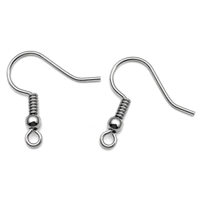 20 Supports Boucle d'Oreille Crochet Argenté en Acier Inoxydable soit 10 Paires