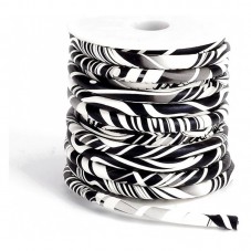 1 Mètre de Cordon en Cuir Véritable Noir et Blanc 6mm pour la Création de Bijoux Fantaisie - DIY