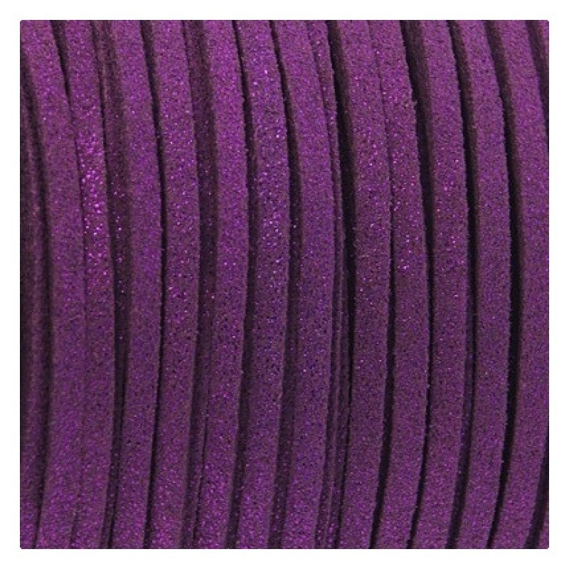 1 Mètre de Cordon Suédine Pailleté Violet 3mm