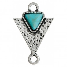 4 Connecteurs Argentés Imitation Pierre Turquoise 23x15mm pour la Création de Bijoux Fantaisie - DIY