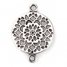 4 Connecteurs Mandala Argenté 20x14mm pour la Création de Bijoux Fantaisie - DIY