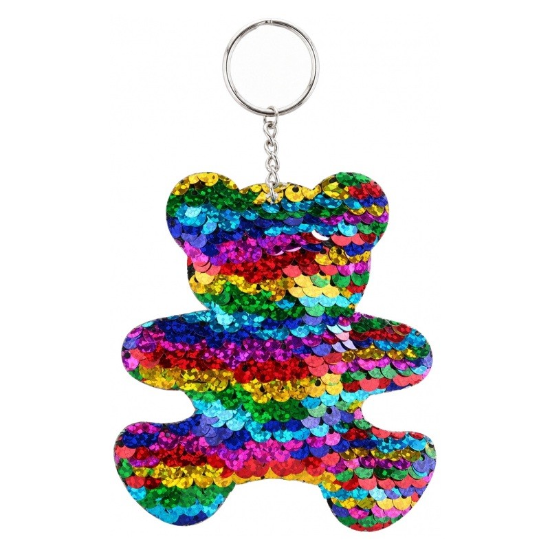 Porte-Clé Nounours en Sequin 15cm Idée Cadeau