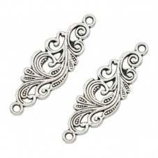 4 Connecteurs Arabesque Ajouré Argenté 30x10mm pour la Création de Bijoux Fantaisie - DIY