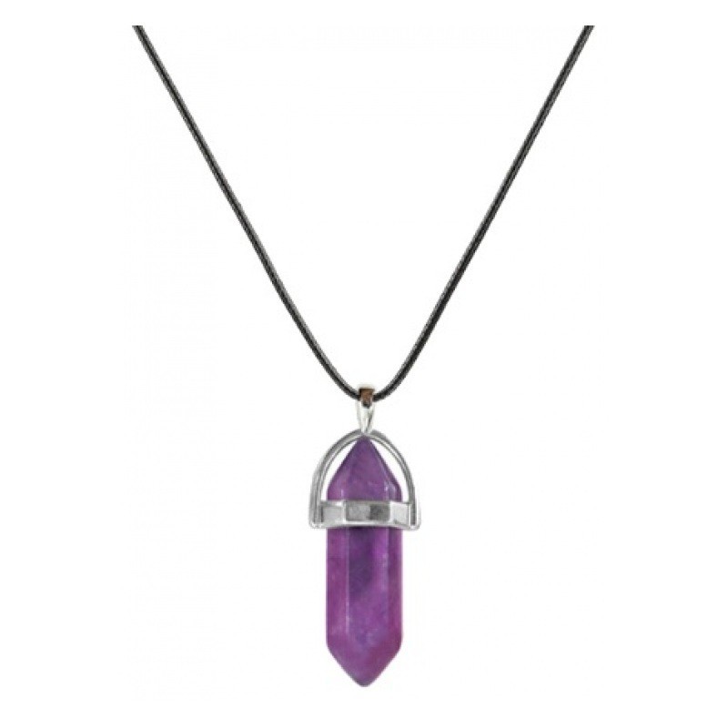 Collier en Cordon Ciré Pendentif Pierre Naturelle