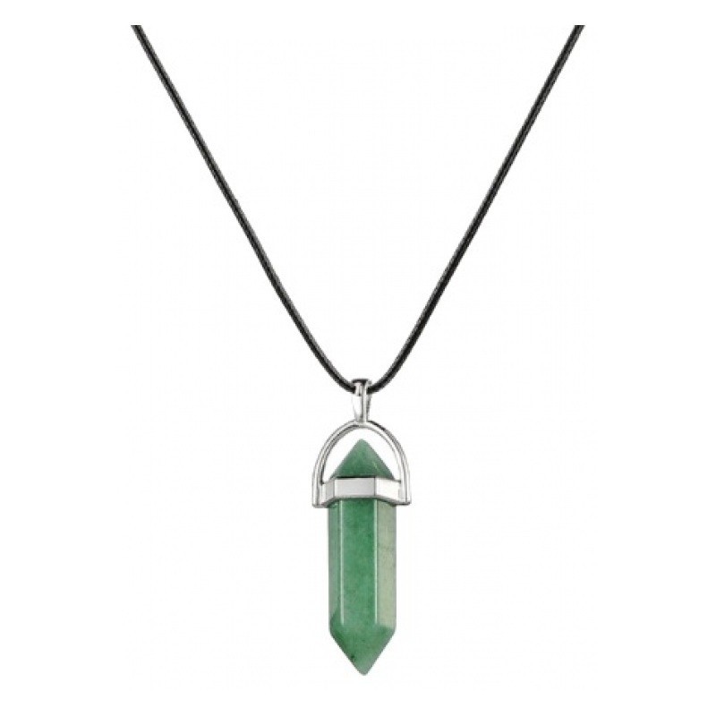 Collier en Cordon Ciré Pendentif Pierre Naturelle Aventurine