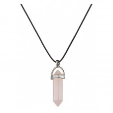 Collier en Cordon Ciré Pendentif Pierre Naturelle Quartz Rose pour la Création de Bijoux Fantaisie - DIY