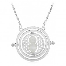 Collier Pendentif Sablier Temps Argenté 5,5cm pour la Création de Bijoux Fantaisie - DIY