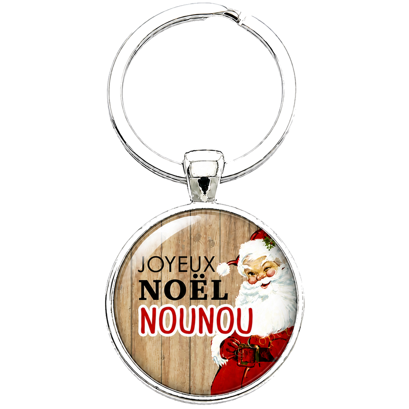 Porte-clé "Joyeux Noël Nounou" avec Père Noël