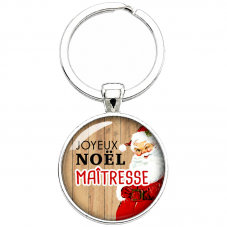 Porte-clé "Joyeux Noël Maîtresse" avec Père Noël pour la Création de Bijoux Fantaisie - DIY