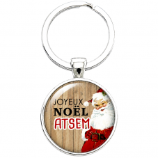 Porte-clé "Joyeux Noël ATSEM" avec Père Noël pour la Création de Bijoux Fantaisie - DIY