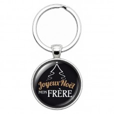 Porte-clé "Joyeux Noël mon Frère" Cadeau de Noël Original pour la Création de Bijoux Fantaisie - DIY